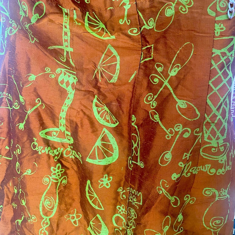 Vintage Peach Berserk custom screenprinted silk cocktail dress